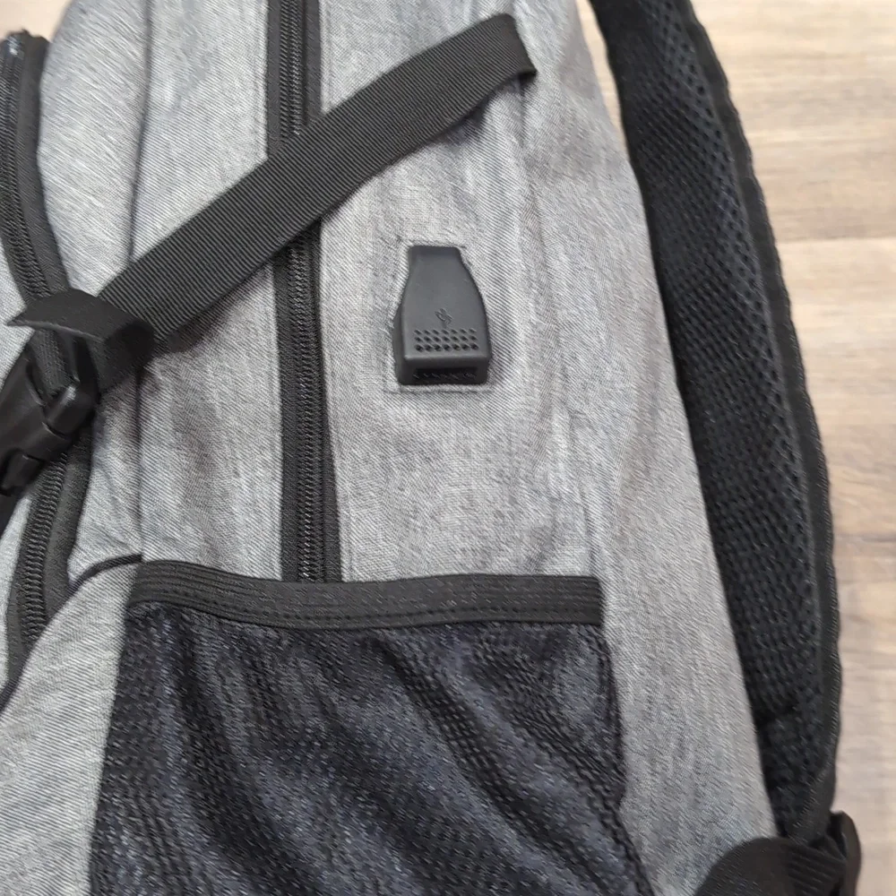 Meijieluo Brand Textured Gray Backpack Laptop Bag USB Port School Travel Commute